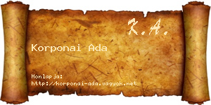 Korponai Ada névjegykártya